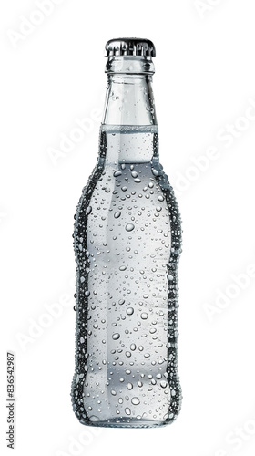 Wallpaper Mural Clear glass bottle with sparkling water and condensation droplets. Ideal for refreshing beverage advertising or product design. Torontodigital.ca