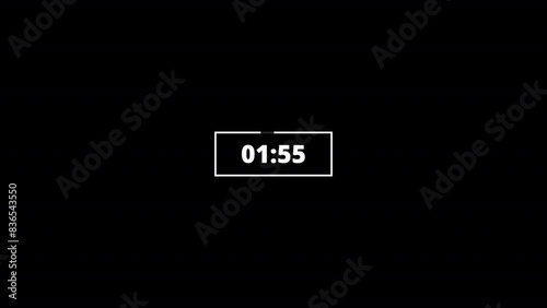 2 minutes countdown, 2 minute timer countdown animation, animation on two minutes countdown on black background. photo