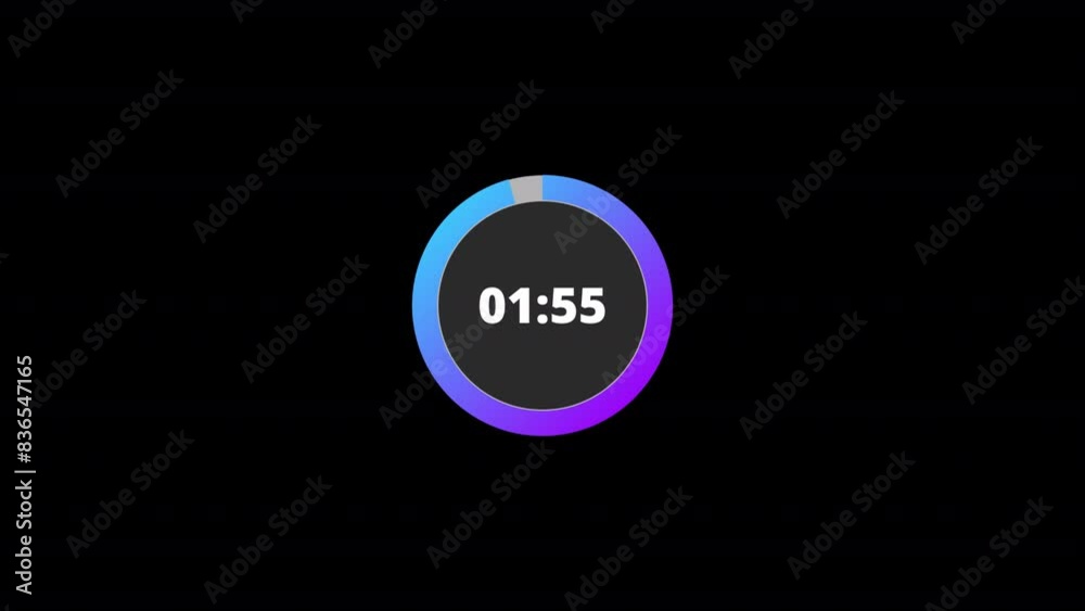 2 minutes circle countdown, 2 minute timer countdown with circle animation, animation on two minutes countdown on black background.