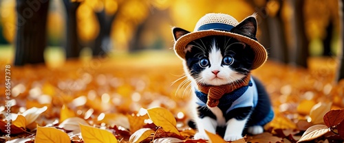 Cute little Cat wearing a hat Cat