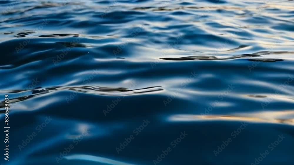 calm blue sea water, calm waves in the ocean. seamless looping overlay 4k virtual video animation background