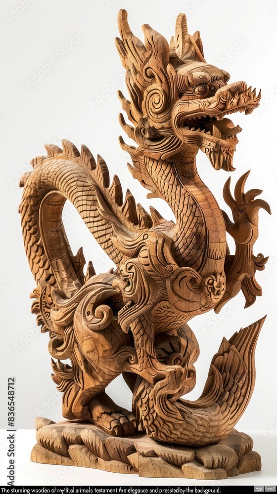 Beautiful wood carvings of mythical animals. Beautiful wood carvings of mythical animals.