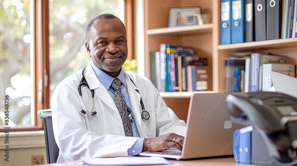 Doctor Reviewing Digital Medical Records on Laptop