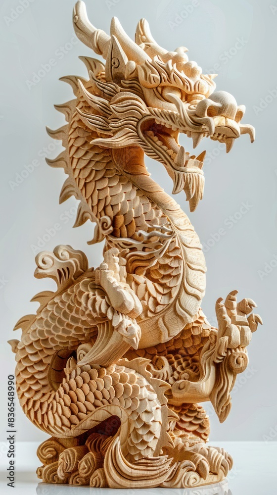 Beautiful wood carvings of mythical animals.