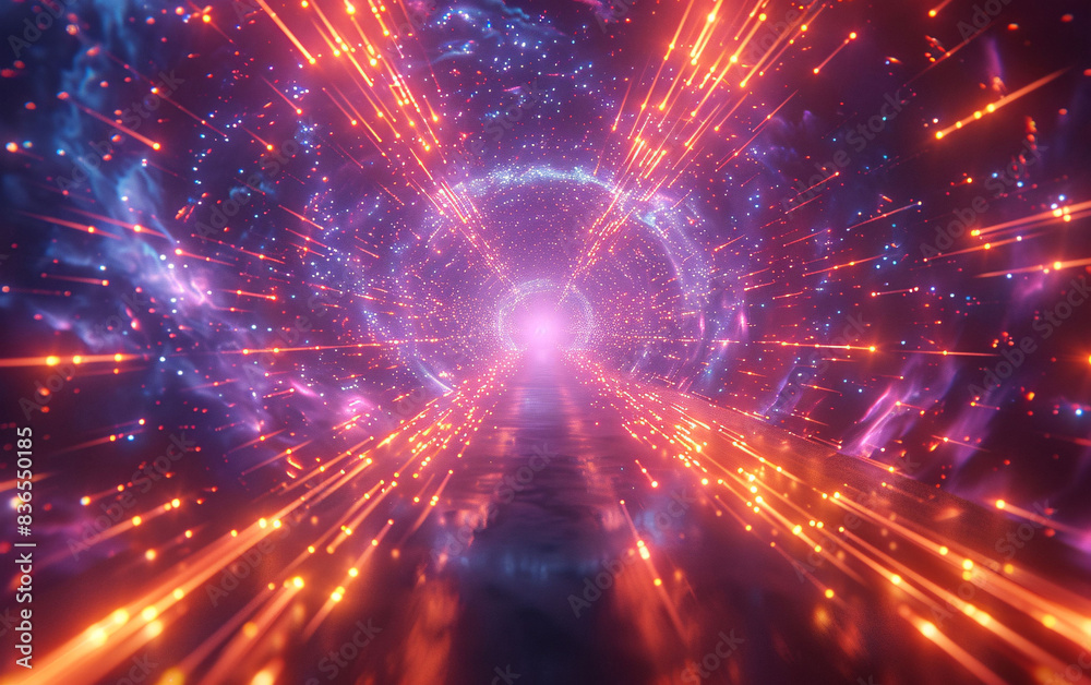 Abstract technology 3D glowing tunnel background, now sci-fi 3D space concept scene illustration Abstract technology 3D glowing tunnel background, now sci-fi 3D space concept scene illustration