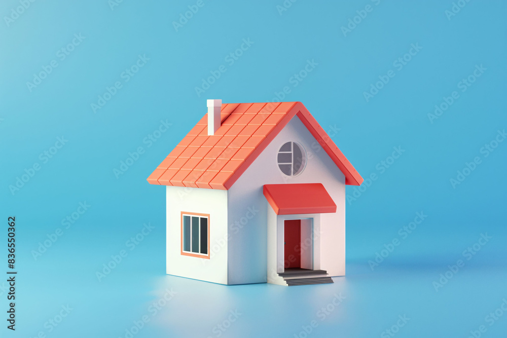 3D cartoon model house 3D rendering, real estate economy concept illustration 3D cartoon model house 3D rendering, real estate economy concept illustration