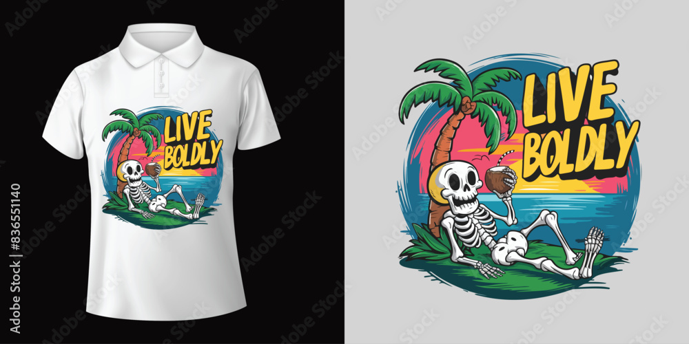 Naklejka premium Live Boldly text t shirt vector design element