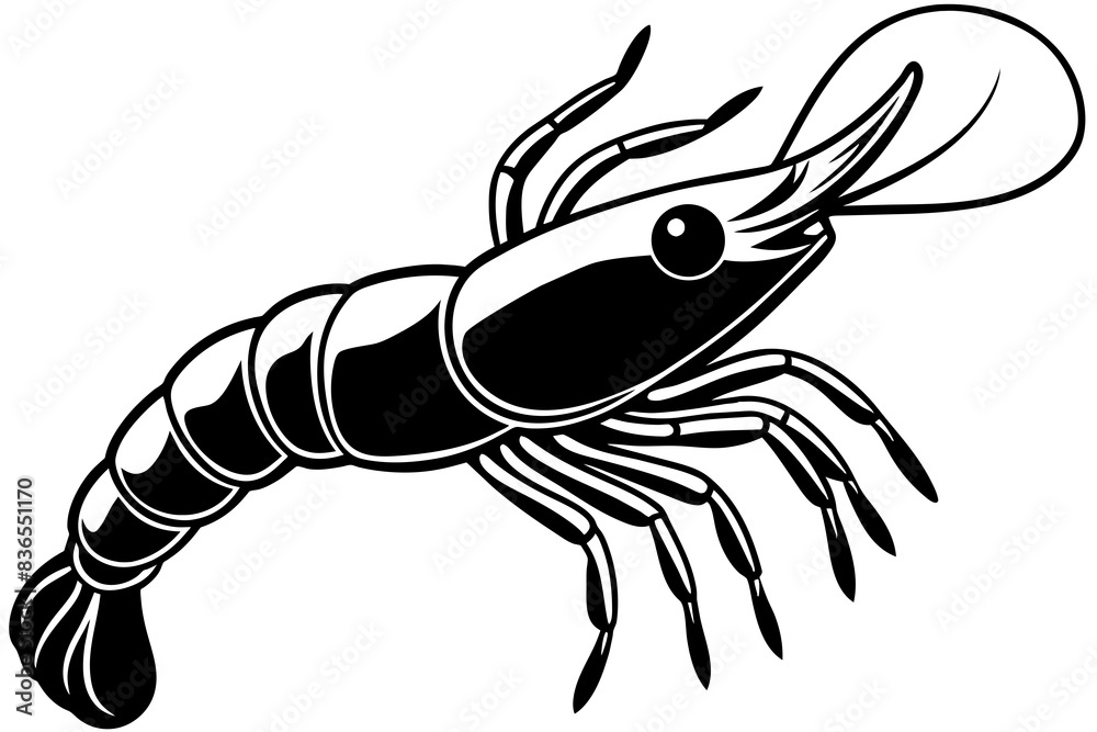 Simple shrimp silhouette vector illustration Simple shrimp silhouette vector illustration