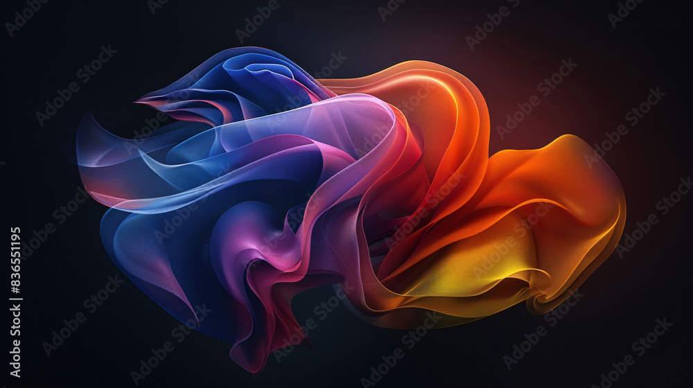 Obraz premium Abstract surface and lines background 3D rendering, blue wave abstract background