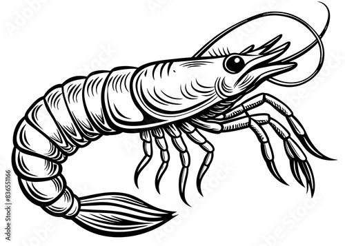 Simple shrimp silhouette vector illustration 