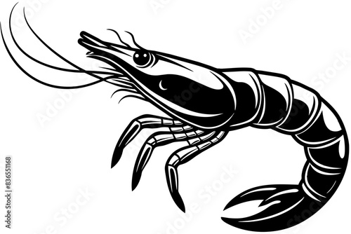 Simple shrimp silhouette vector illustration 