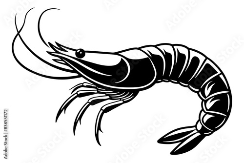 Simple shrimp silhouette vector illustration 
