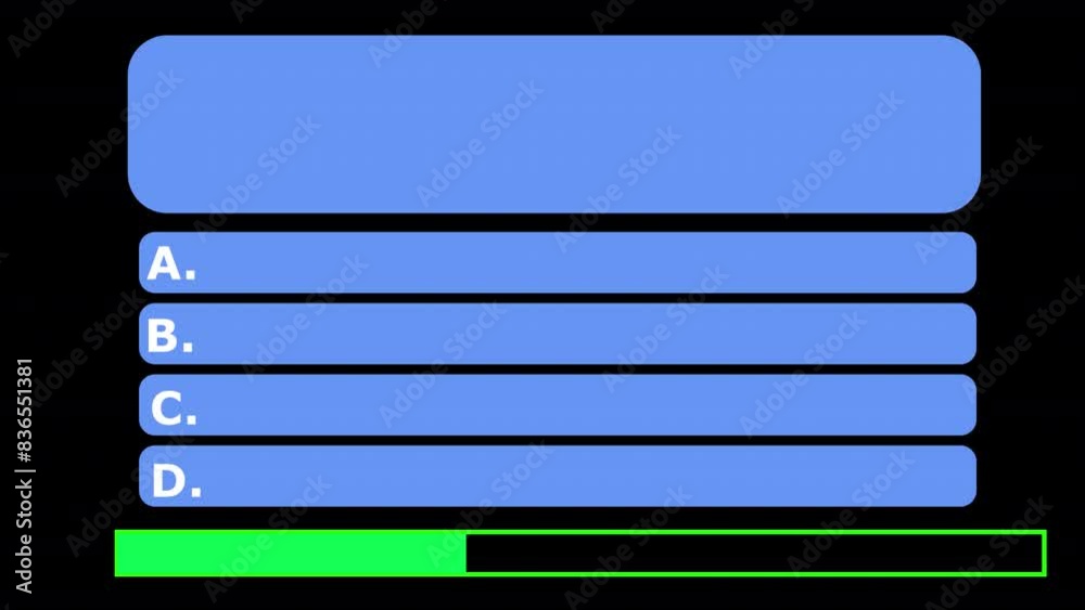 Quiz template Animation with option selection on black background, quiz game question answers Animation. Quiz template Animation with option selection on black background, quiz game question answers Animation.