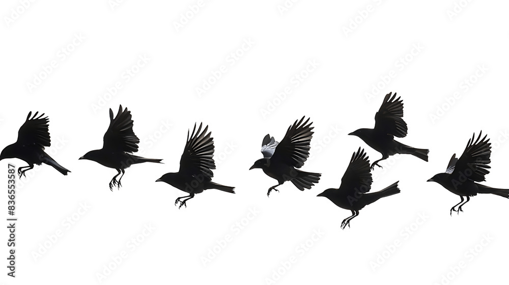 Fototapeta premium Clear Background Isolated Birds Flock