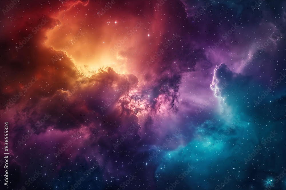 Colorful cosmic nebula shrouded in space dust, celestial wonders cosmic starry sky concept illustration Colorful cosmic nebula shrouded in space dust, celestial wonders cosmic starry sky concept illustration