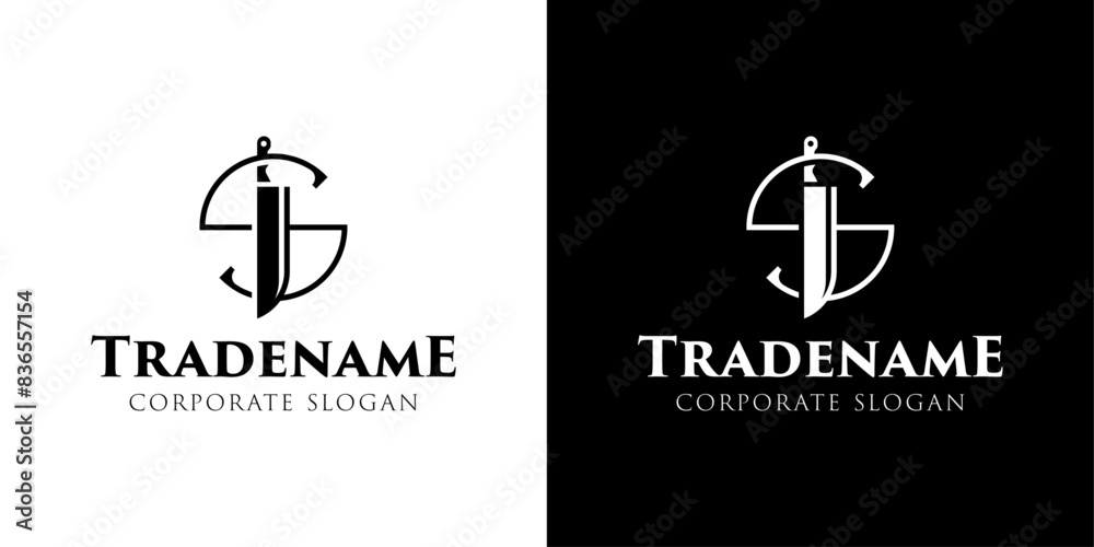 Fototapeta premium Letter S Knife Logo, for Culinary Brands, Knifemakers, and Chefs