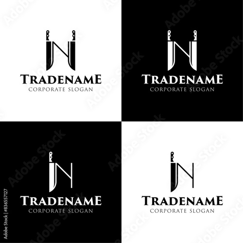 Letter N Knife Logo, for Culinary Brands, Knifemakers, and Chefs