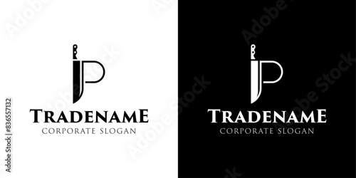 Letter P Knife Logo, for Culinary Brands, Knifemakers, and Chefs