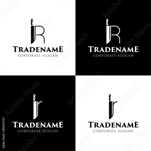 Letter R Knife Logo, for Culinary Brands, Knifemakers, and Chefs