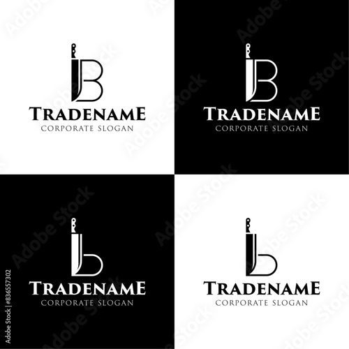 Letter B Knife Logo, for Culinary Brands, Knifemakers, and Chefs