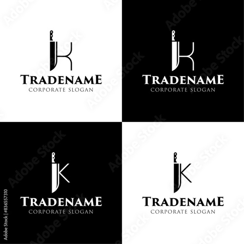Letter K Knife Logo, for Culinary Brands, Knifemakers, and Chefs