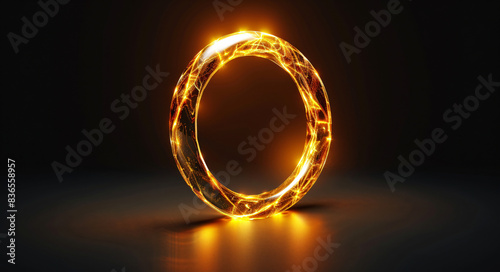 golden glowing circle on black background