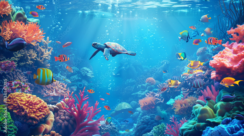 Vibrant Underwater Coral Reef Scene Vector Illustration Vibrant Underwater Coral Reef Scene Vector Illustration