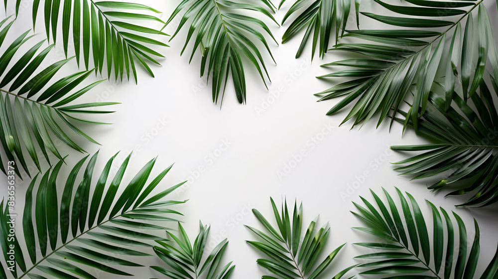 Tropical plant frame top view background for travel guide illustration design Tropical plant frame top view background for travel guide illustration design