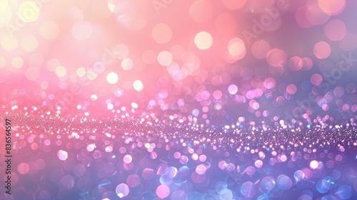 Defocused pink glitter and shimmer on abstract bokeh background,Hot pink glitter with bright blue iridescent light reflection photo