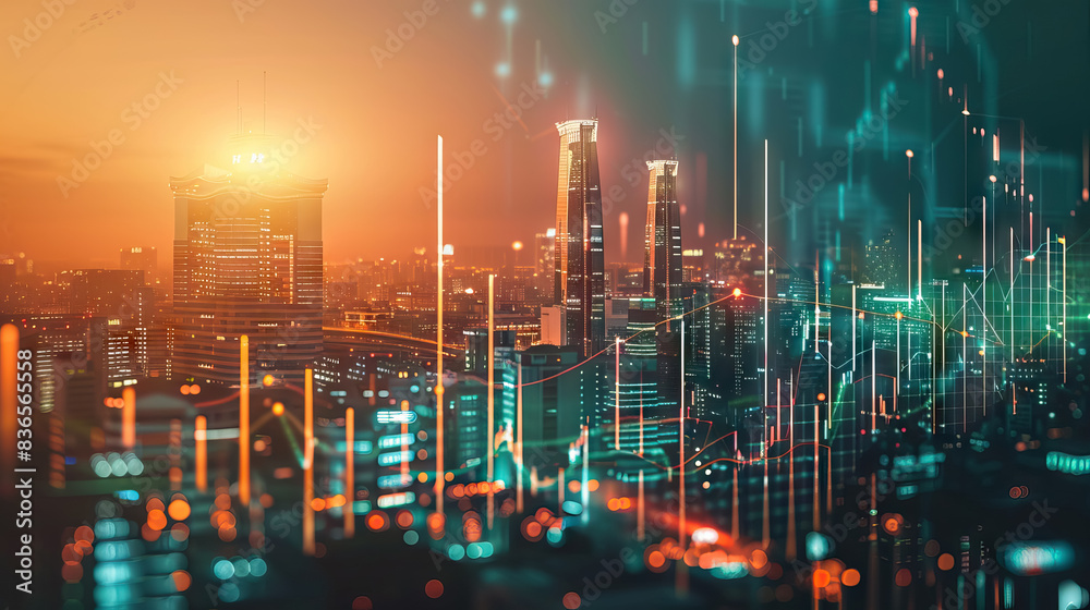 Smart city and abstract dot point connect with gradient line and aesthetic Intricate wave line design.