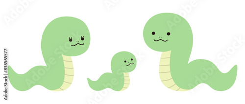 かわいい蛇の親子のベクターイラスト　へび　巳年　干支　十二支　正月