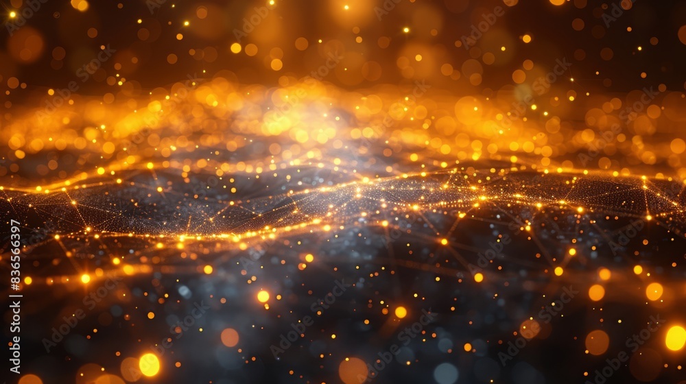 Glowing connections in a Yellow, wavy grid suggest seamless data flow in a futuristic digital landscape. Glowing connections in a Yellow, wavy grid suggest seamless data flow in a futuristic digital landscape.