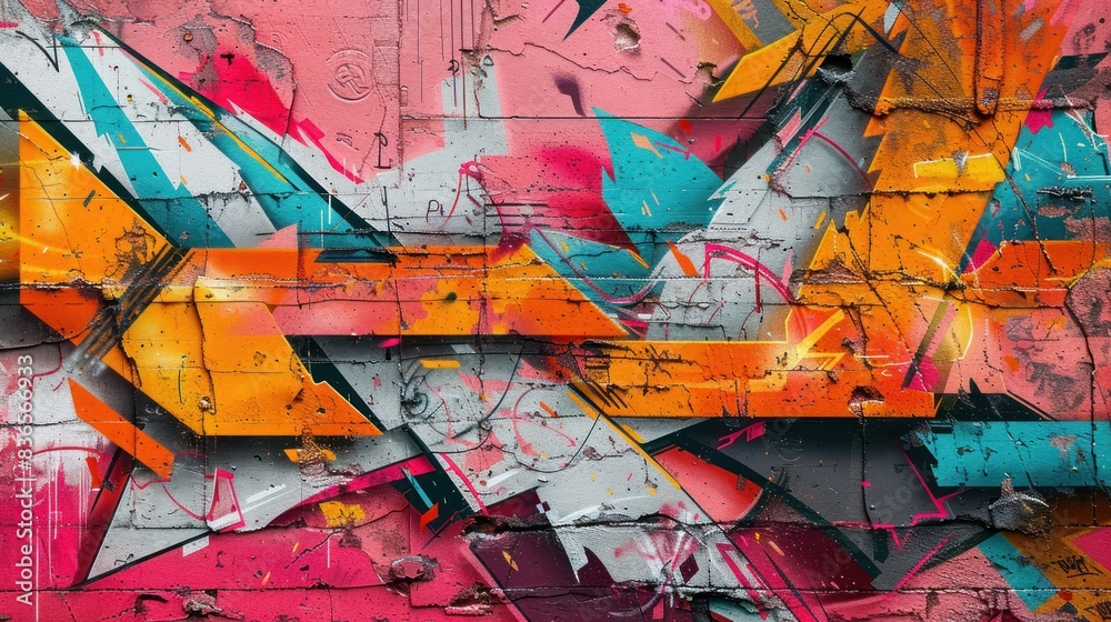 Naklejka premium Abstract graffiti paintings on concrete wall