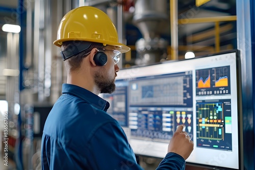 Illustration of Continuously monitoring operational data to detect anomalies, optimize performance, and ensure safety in industrial plants. Ai Generate.
