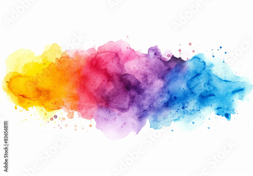 abstract watercolor background with splashes, watercolor splashes, blue, pink, and orange watercolor splash paint effect on white background, colorful 