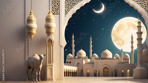 Eid al-Adha islamic background, non text Generative AI photo