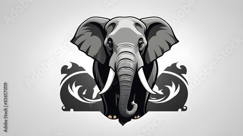 Elephant themed logo icon symbol emblem on the white background Generative AI photo