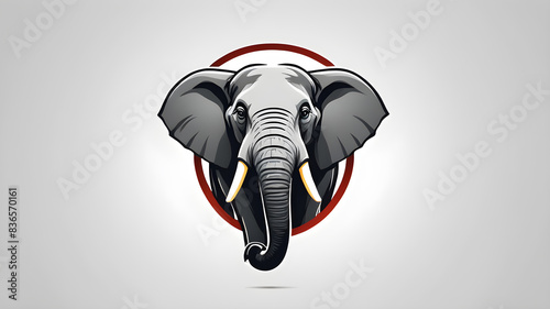 Elephant themed logo icon symbol emblem on the white background Generative AI © Tark