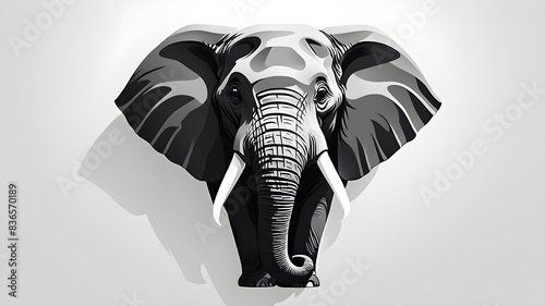 Elephant themed logo icon symbol emblem on the white background Generative AI photo