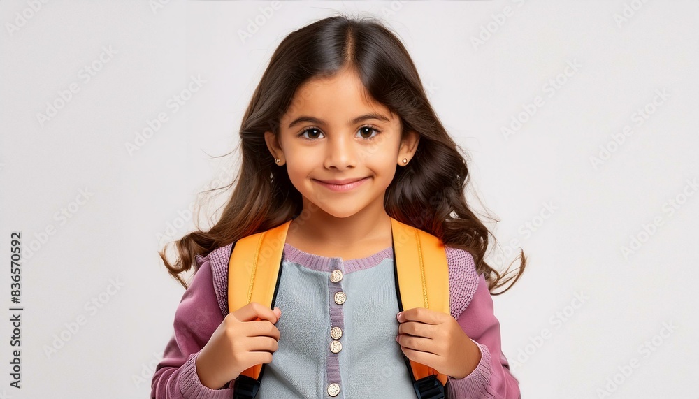 Portrait of a Young Student with Orange Backpack Portrait of a Young Student with Orange Backpack