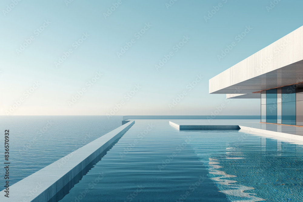Modern buildings by the lake. Empty architectural background. Modern buildings by the lake. Empty architectural background.