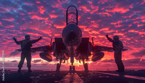 Sunset Silhouettes on the Flight Deck photo