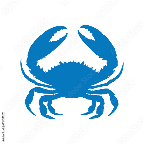 Blue crab silhouette isolated on white background. Crab icon vector illustration design.