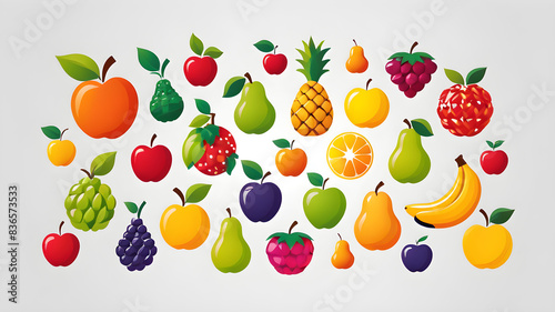 Many fruits together themed logo icon symbol emblem on the white background Generative AI
