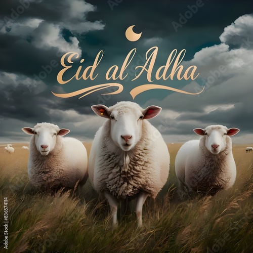 Eid al adha islamic background design, eid poster design
 photo