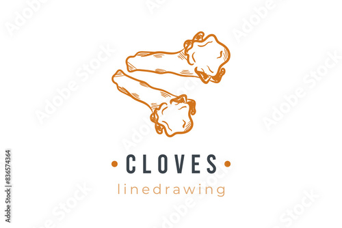 Cloves hand drawn line drawing logo vector illustration