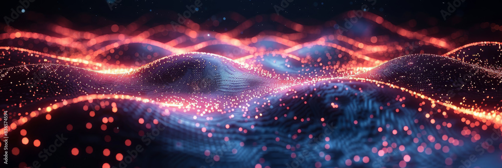 Digital background for tech, AI, neural networks, data, audio, graphics