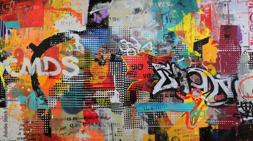 Obraz premium A graffiti on wall in acrylic block, wallpaper