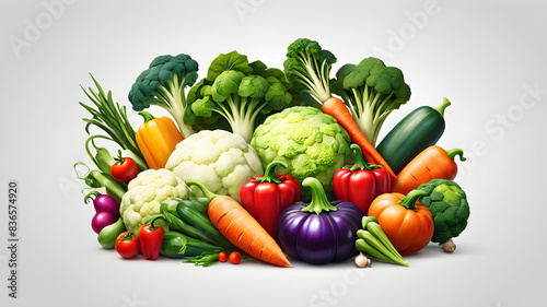 Many vegetables together icon logo symbol emblem on the white background Generative AI