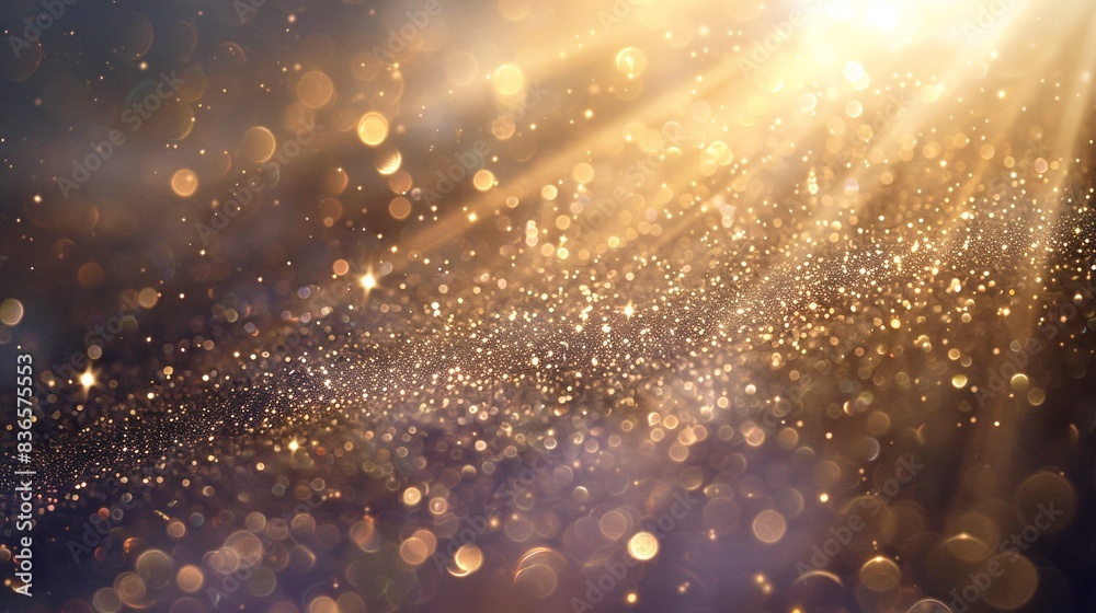 A close-up of glittering dust particles suspended in a sunbeam A close-up of glittering dust particles suspended in a sunbeam